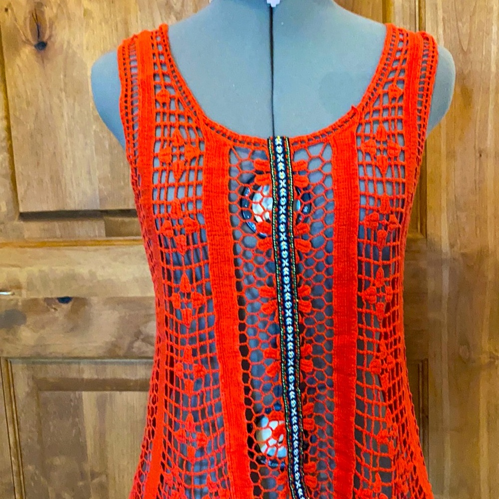 Daytrip orange crochet front top